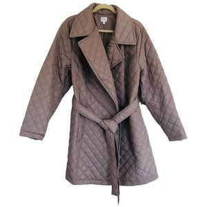 Women’s Plus Size Quilted Lightweight Jacket Coat DressBarn Taupe NEW